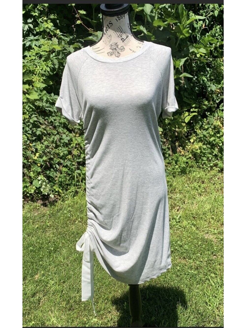GBX women's cozy gray T-Shirt ribbon tie scrunch midi dress medium